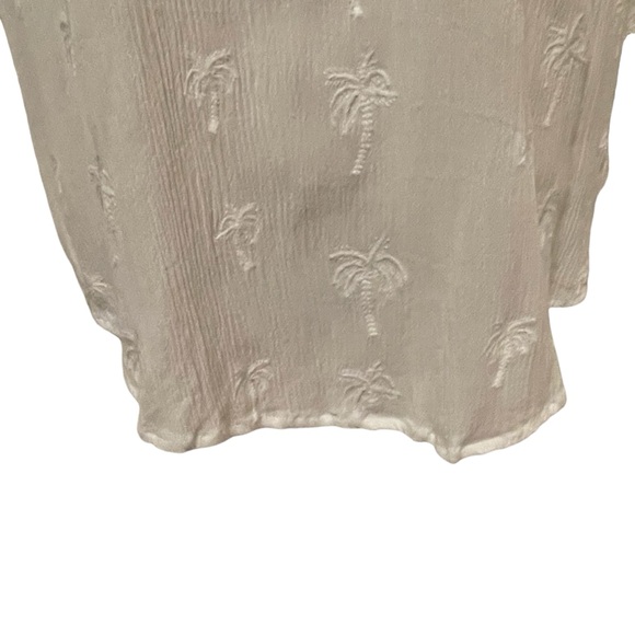 Z Supply White Button Up Blouse Top Embroidered Palm Trees Size Small - Picture 8 of 10